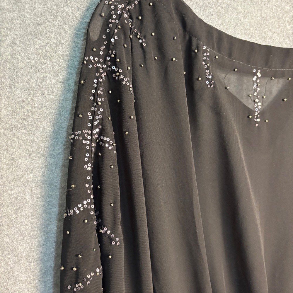 Vintage Umgee USA Black Sequin Sheer Poncho Blouse Small Boho Evening Y2K Top - Picture 11 of 11